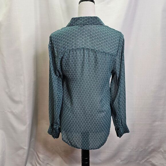 I Heart Ronson Teal Button Front Blouse Size Medium - Picture 9 of 10